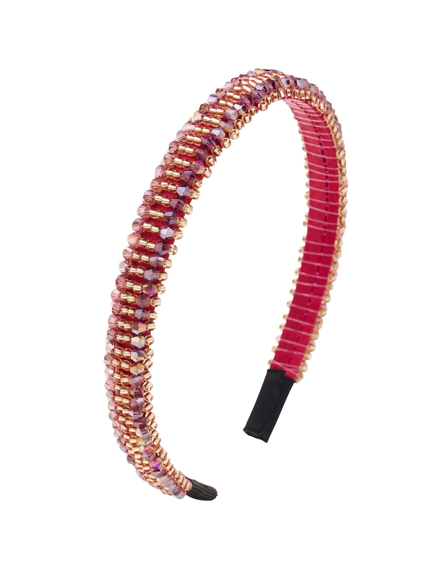 GROUP48 Burgundy Beaded Narrow Headband (Print)