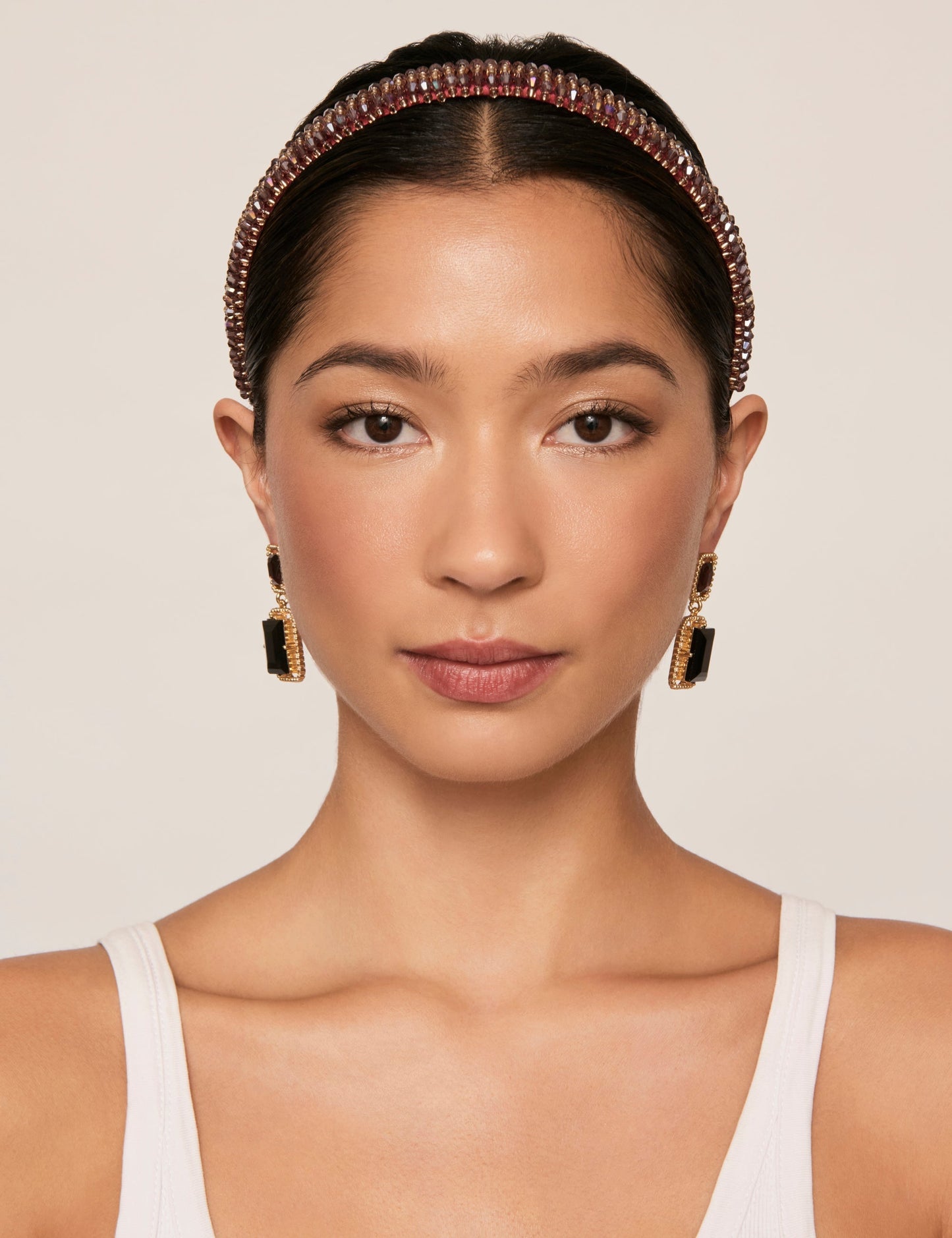 GROUP48 Burgundy Beaded Narrow Headband (Print)
