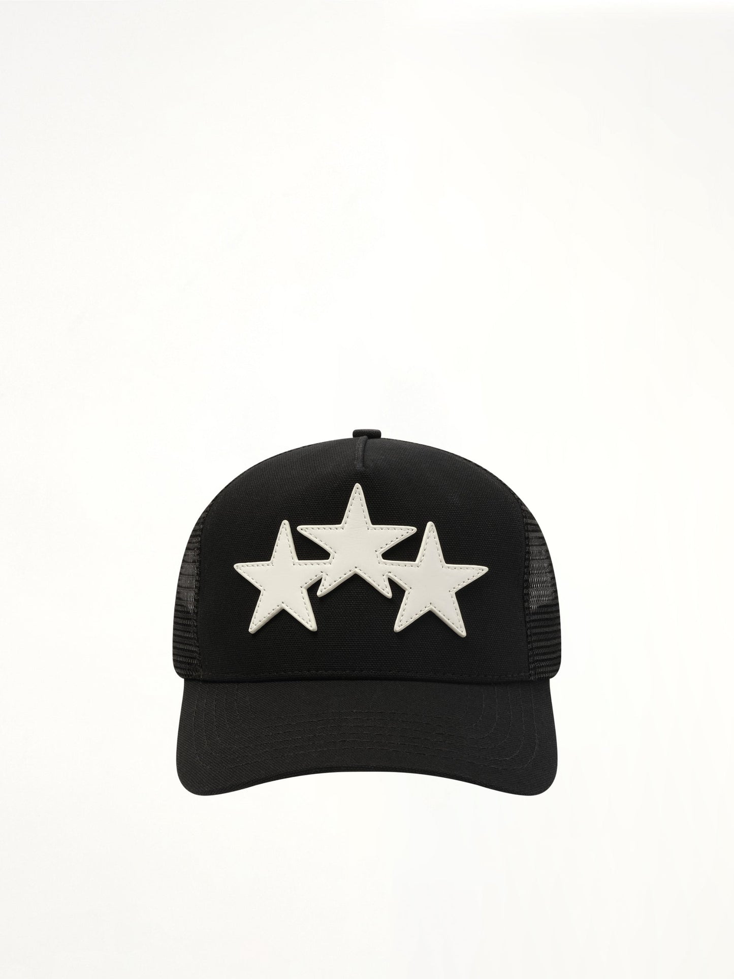 Image of Hats. Product name - 3 Star Trucker Hat in Black colour by brand - AMIRI
