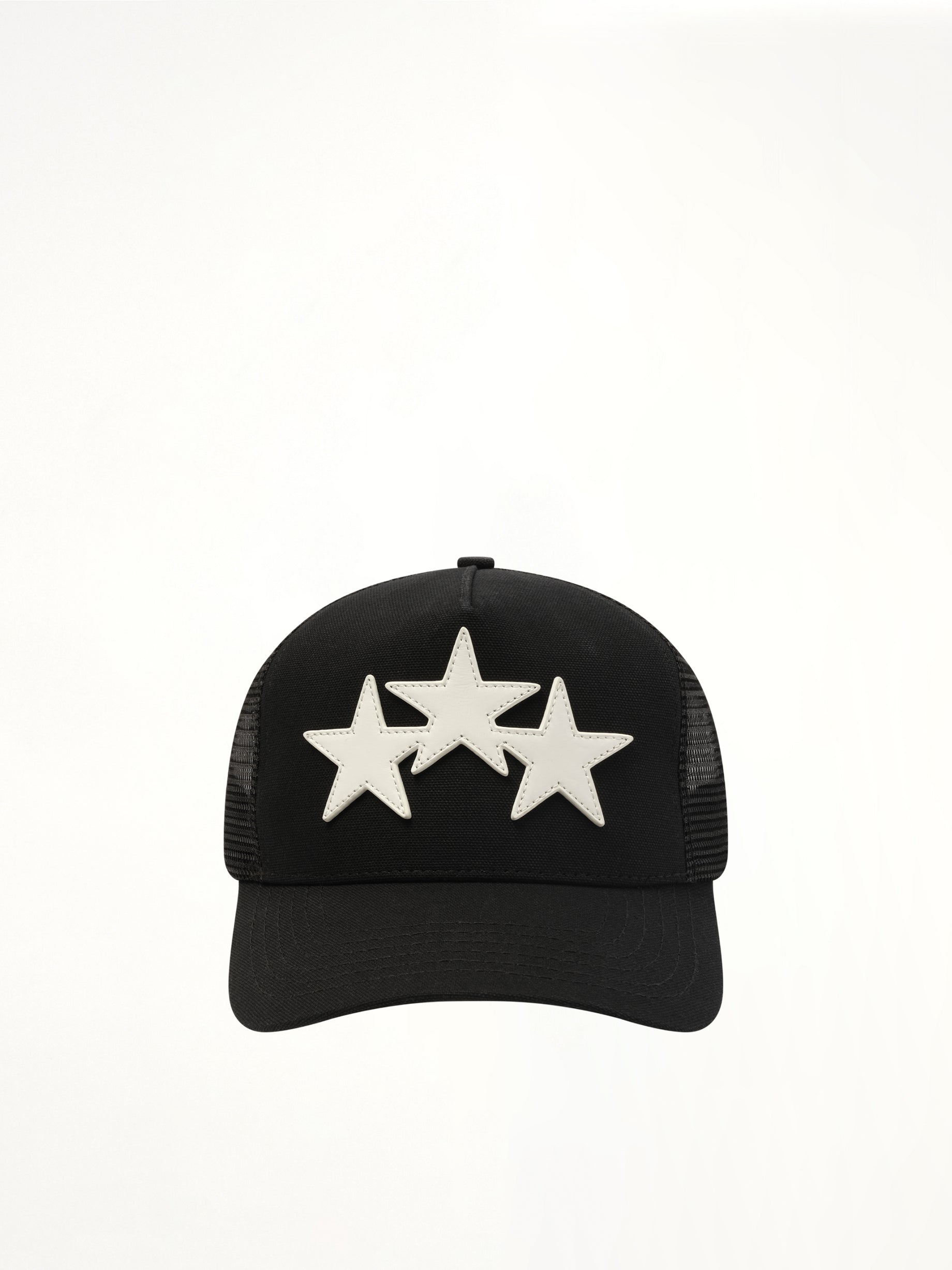 Image of Hats. Product name - 3 Star Trucker Hat in Black colour by brand - AMIRI