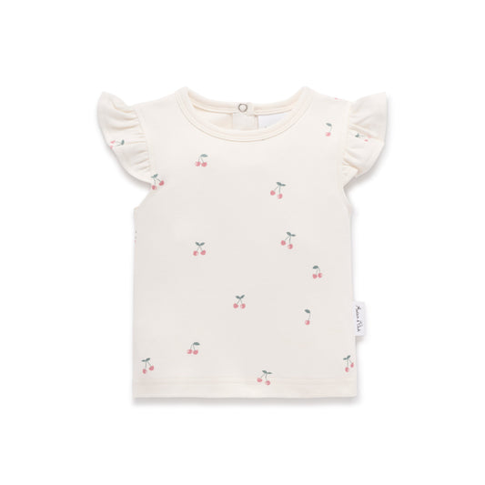 Cherry Flutter Sleeve Top