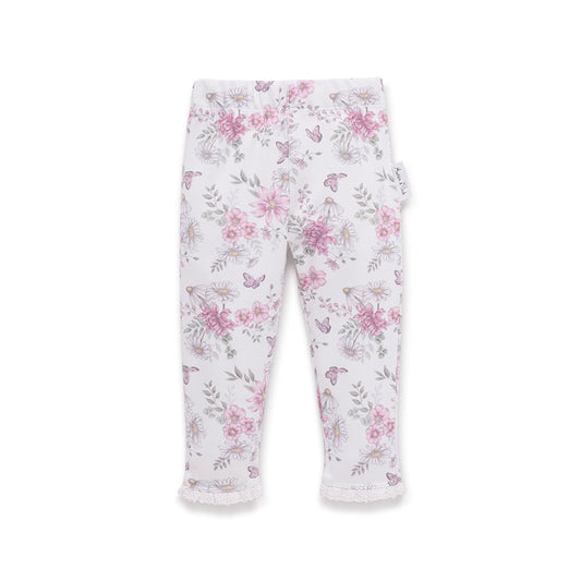 Daisy Floral Lace Trim Leggings