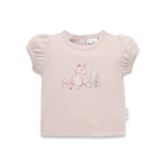 Fairytale Unicorn Print Puff Top