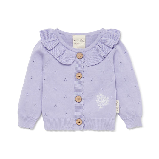 Lavender Pointelle Knit Cardigan