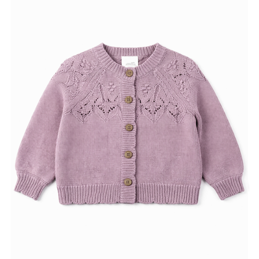 Pink Detailed Knit Cardigan
