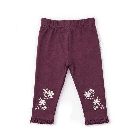 Plum Embroidered Leggings