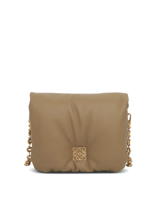 Image of Bags. Productname: LOEWE Puffer Goya Bag in Shiny Nappa Lambskin in Clay Green colour by brand - LOEWE