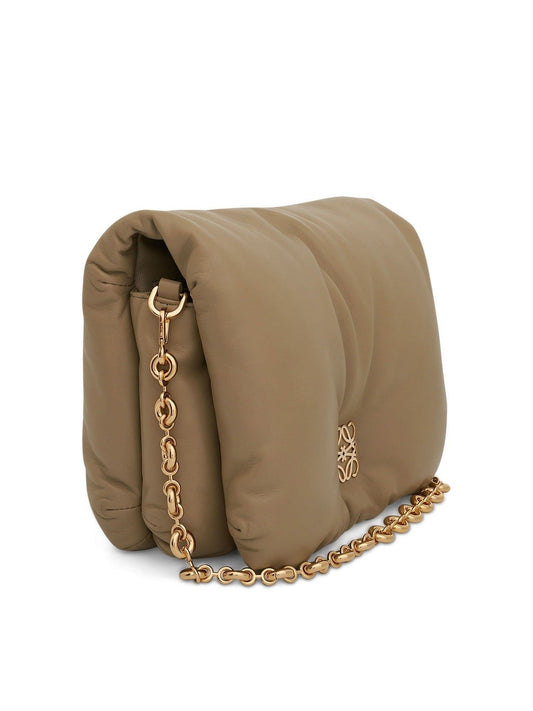 LOEWE Puffer Goya Bag (Shiny Nappa Lambskin in Clay Green)