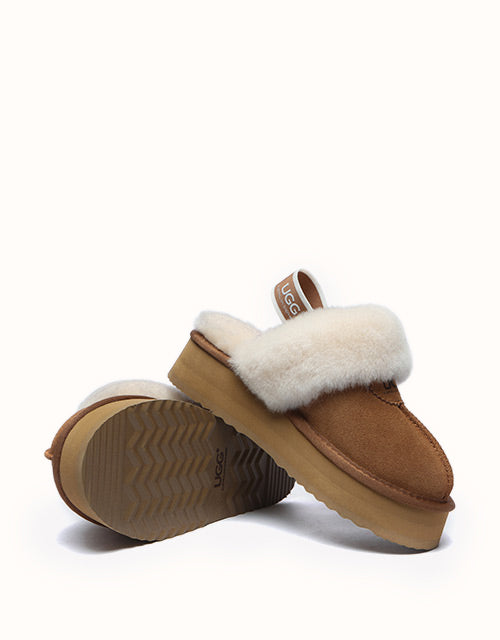 AUSTRALIAN SHEPHERD® Waffle Platform Slippers (Chestnut)