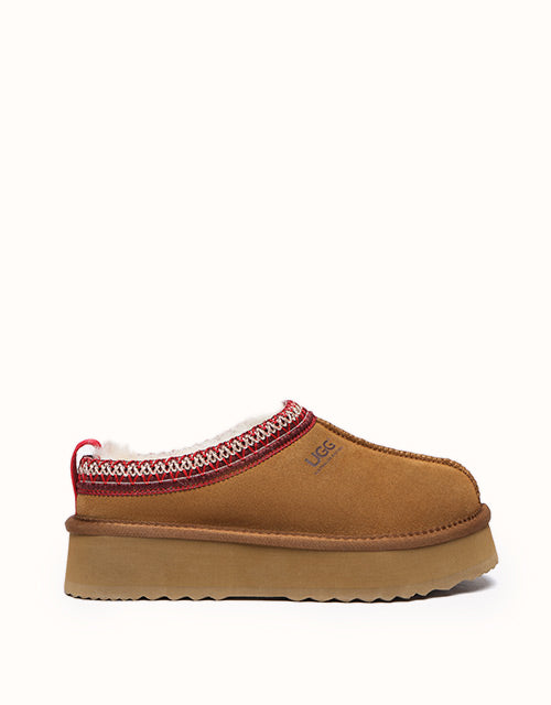 Image of Heels. Product name - AUSTRALIAN SHEPHERD® Ventus Platform Slippers in Sand colour by brand - Australian Shepherd