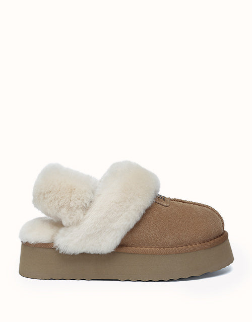 Image of Heels. Product name - AUSTRALIAN SHEPHERD® Suzie Platform Slippers in Grey colour by brand - Ugg Australian Shepherd