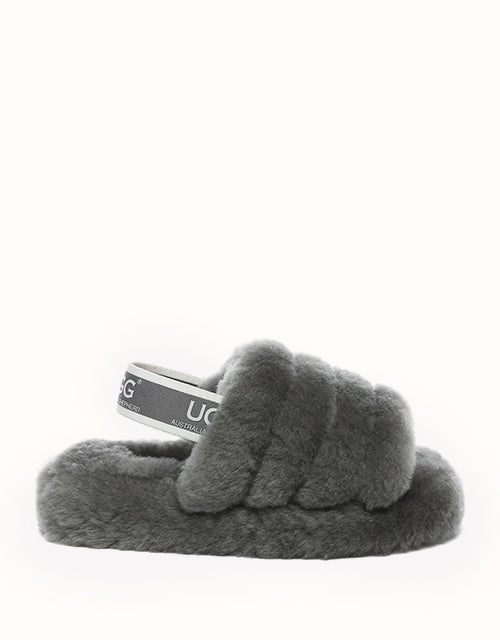 Image of Slippers. Product name - AUSTRALIAN SHEPHERD® Kids Puffy Slippers in Grey colour by brand - Ugg Australian Shepherd