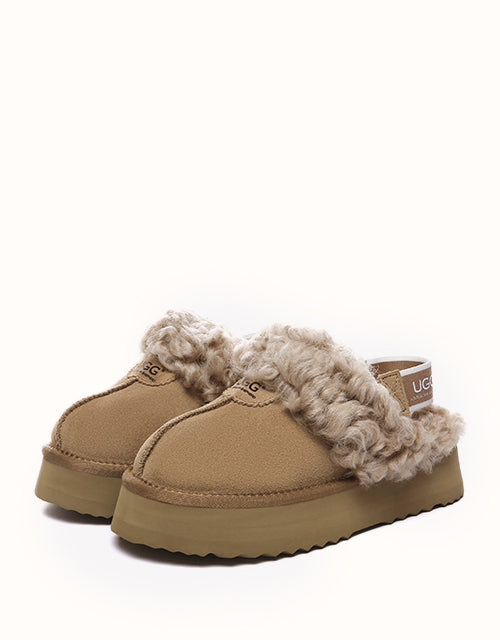 Ugg AUSTRALIAN SHEPHERD® Waffle Curly Platform Slippers (Chestnut)