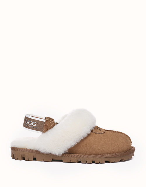 Image of Slippers. Product name - AUSTRALIAN SHEPHERD® Waffle Fluffy Slippers in Chestnut colour by brand - Ugg Australian Shepherd