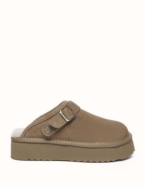 Image of Slippers. Product name - AUSTRALIAN SHEPHERD® Sadie Slippers Sandals in Chestnut colour by brand - Ugg Australian Shepherd
