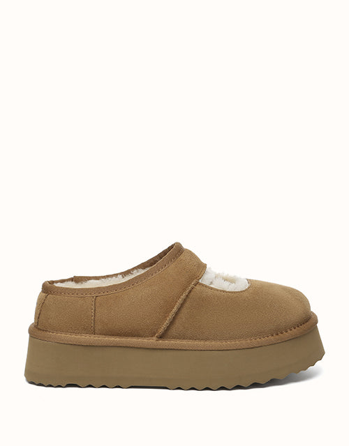 Image of Flats. Product name - AUSTRALIAN SHEPHERD® Carmella Mary Jane Slippers in Chestnut colour by brand - Ugg Australian Shepherd