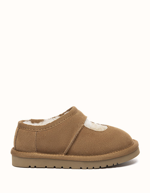 Image of Flats. Product name - AUSTRALIAN SHEPHERD® Carmella Kids Mary Jane Slippers in Chestnut colour by brand - Ugg Australian Shepherd
