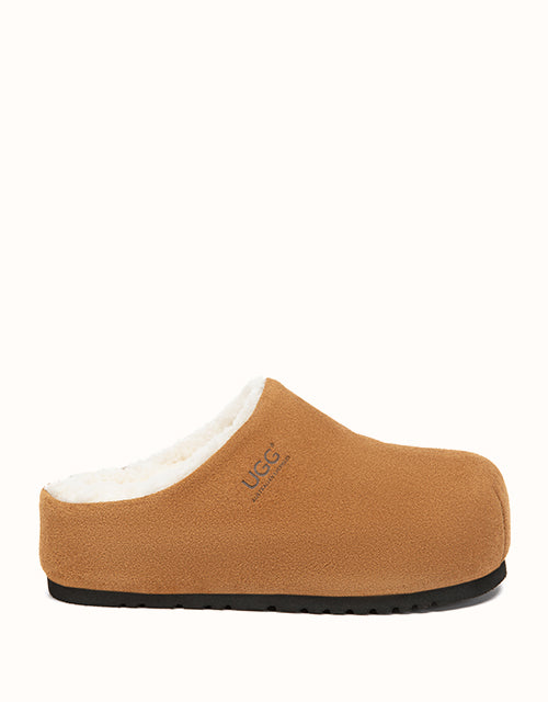 Image of Heels. Product name - AUSTRALIAN SHEPHERD® Bello Platform Slippers in Chestnut colour by brand - Ugg Australian Shepherd