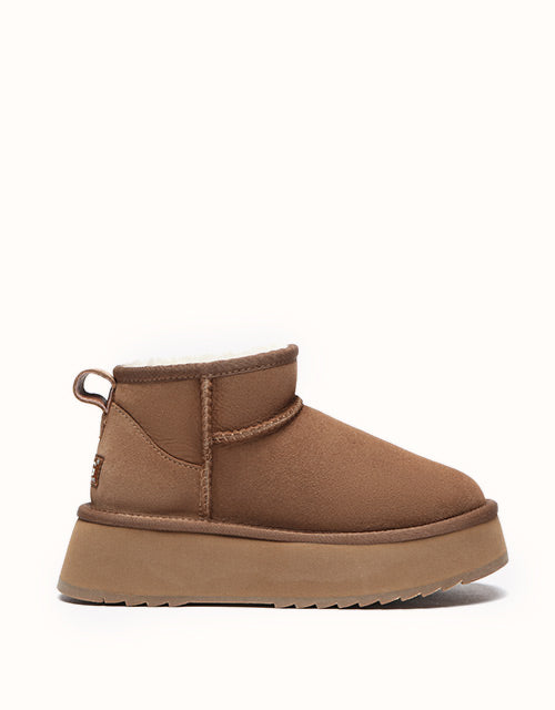 Image of Heels. Product name - AUSTRALIAN SHEPHERD® Ultra Mini Platform Boots in Chestnut colour by brand - Australian Shepherd