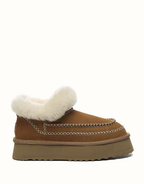 Image of Heels. Product name - AUSTRALIAN SHEPHERD® Mini Santana Platform Boots in Chestnut colour by brand - Ugg Australian Shepherd