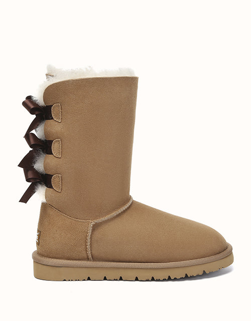 Image of Boots. Product name - AUSTRALIAN SHEPHERD® Tall Back Bow Boots in Chestnut colour by brand - Ugg Australian Shepherd