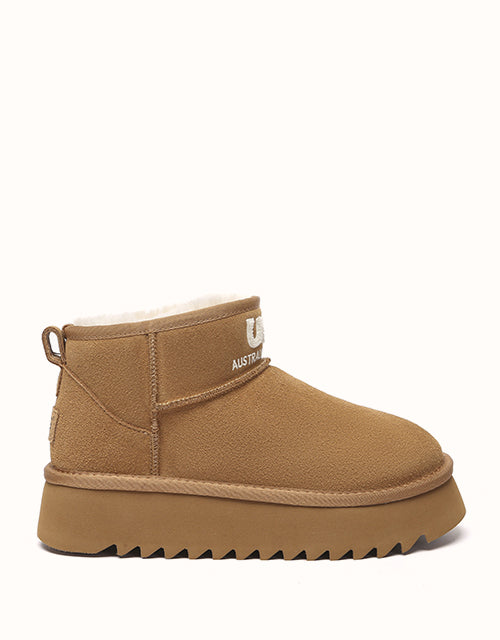 Image of Heels. Product name - AUSTRALIAN SHEPHERD® Helia Platform Boots in Chestnut colour by brand - Ugg Australian Shepherd