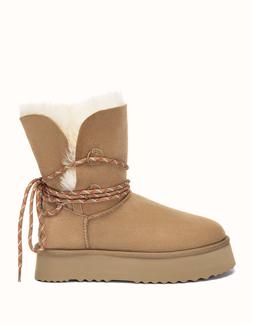 Image of Heels. Product name - AUSTRALIAN SHEPHERD® Carmont Platform Boots in Chestnut colour by brand - Ugg Australian Shepherd
