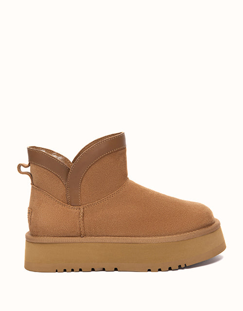 Image of Heels. Product name - AUSTRALIAN SHEPHERD® Mini Wintra Platform Boots in Chestnut colour by brand - Ugg Australian Shepherd