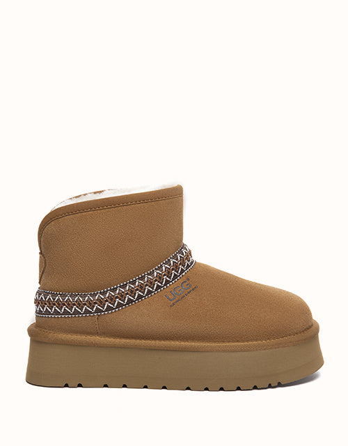 Image of Heels. Product name - AUSTRALIAN SHEPHERD® Fayle Platform Boots in Chestnut colour by brand - Ugg Australian Shepherd