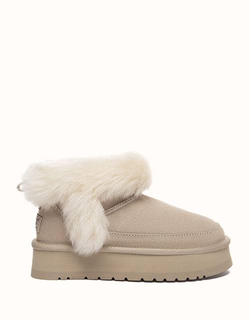 Image of Heels. Product name - AUSTRALIAN SHEPHERD® Frovia Platform Boots in Sand colour by brand - Ugg Australian Shepherd