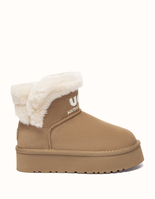 Image of Heels. Product name - AUSTRALIAN SHEPHERD® Oatha Platform Boots in Chestnut colour by brand - Ugg Australian Shepherd