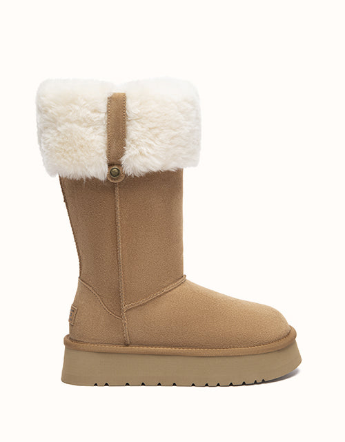 Image of Heels. Product name - AUSTRALIAN SHEPHERD® Tall Eleny Platform Boots in Chestnut colour by brand - Ugg Australian Shepherd