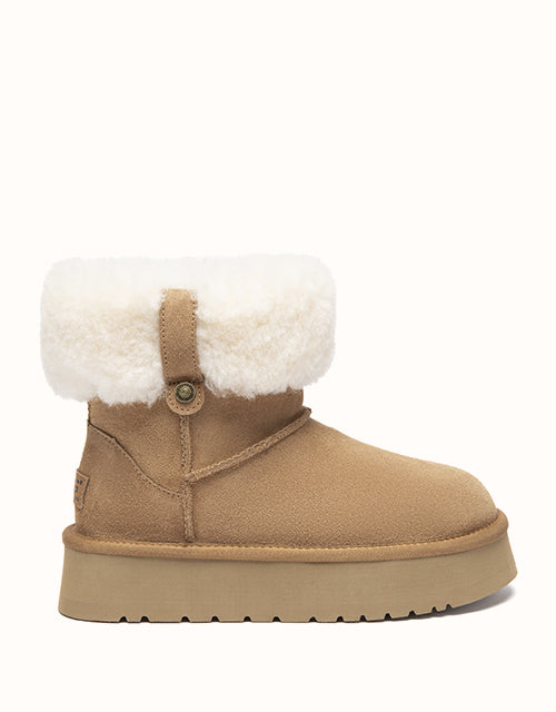 Image of Heels. Product name - AUSTRALIAN SHEPHERD® Mini Eleny Platform Boots in Chestnut colour by brand - Ugg Australian Shepherd