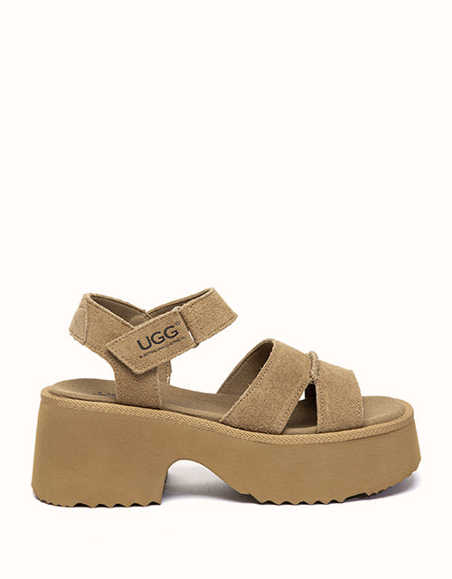 Image of Sandals. Product name - Australian Shepherd® Eive Sandals in Chestnut colour by brand - Ugg Australian Shepherd