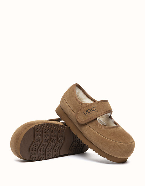 Ugg Australian Shepherd® Millie Kids Mary Jane Slippers (Chestnut)