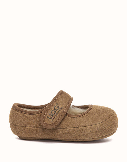 Image of Flats. Product name - AUSTRALIAN SHEPHERD® Millie Toddler Mary Jane Slippers in Chestnut colour by brand - Ugg Australian Shepherd