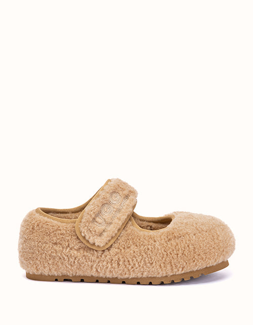 Image of Flats. Product name - AUSTRALIAN SHEPHERD® Samuel Kids Mary Jane Slippers in Chestnut colour by brand - Ugg Australian Shepherd