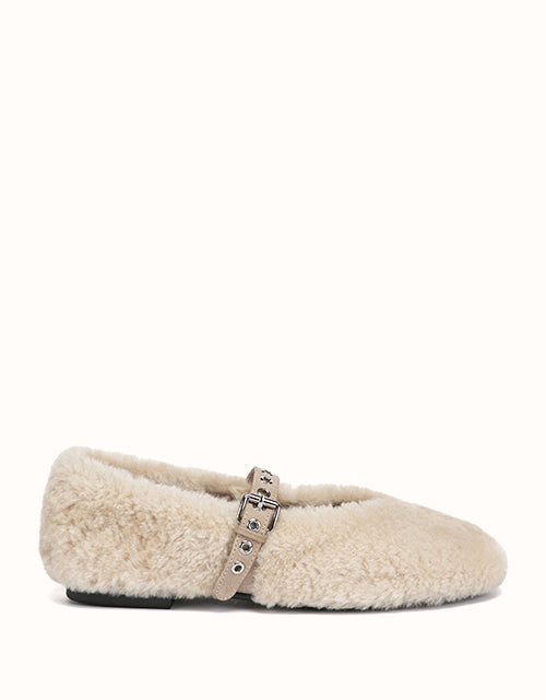 Image of Flats. Product name - AUSTRALIAN SHEPHERD® Melie Mary Jane Ballet Flat in Beige colour by brand - Ugg Australian Shepherd