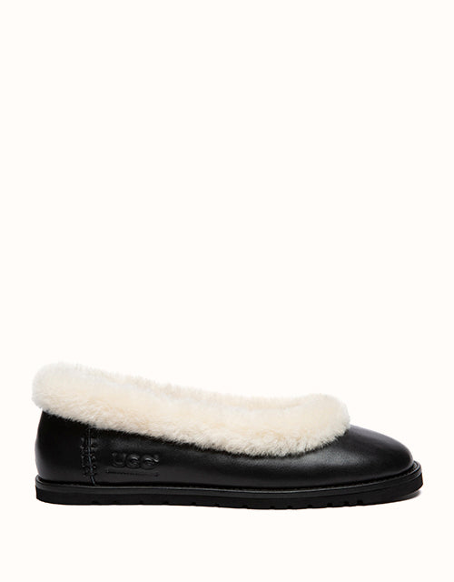 Image of Slippers. Product name - AUSTRALIAN SHEPHERD® Milea Nappa Slippers in Black colour by brand - Ugg Australian Shepherd