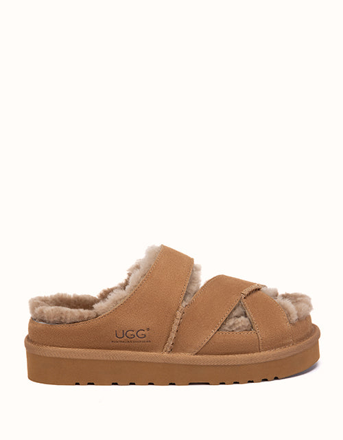 Image of Slippers. Product name - AUSTRALIAN SHEPHERD® Merro Slippers in Chestnut colour by brand - Ugg Australian Shepherd