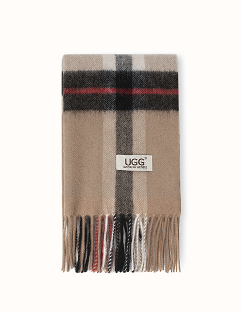 Image of Scarves & Shawls. Product name - AUSTRALIAN SHEPHERD® Solara Scarf in Camel Check colour by brand - Ugg Australian Shepherd