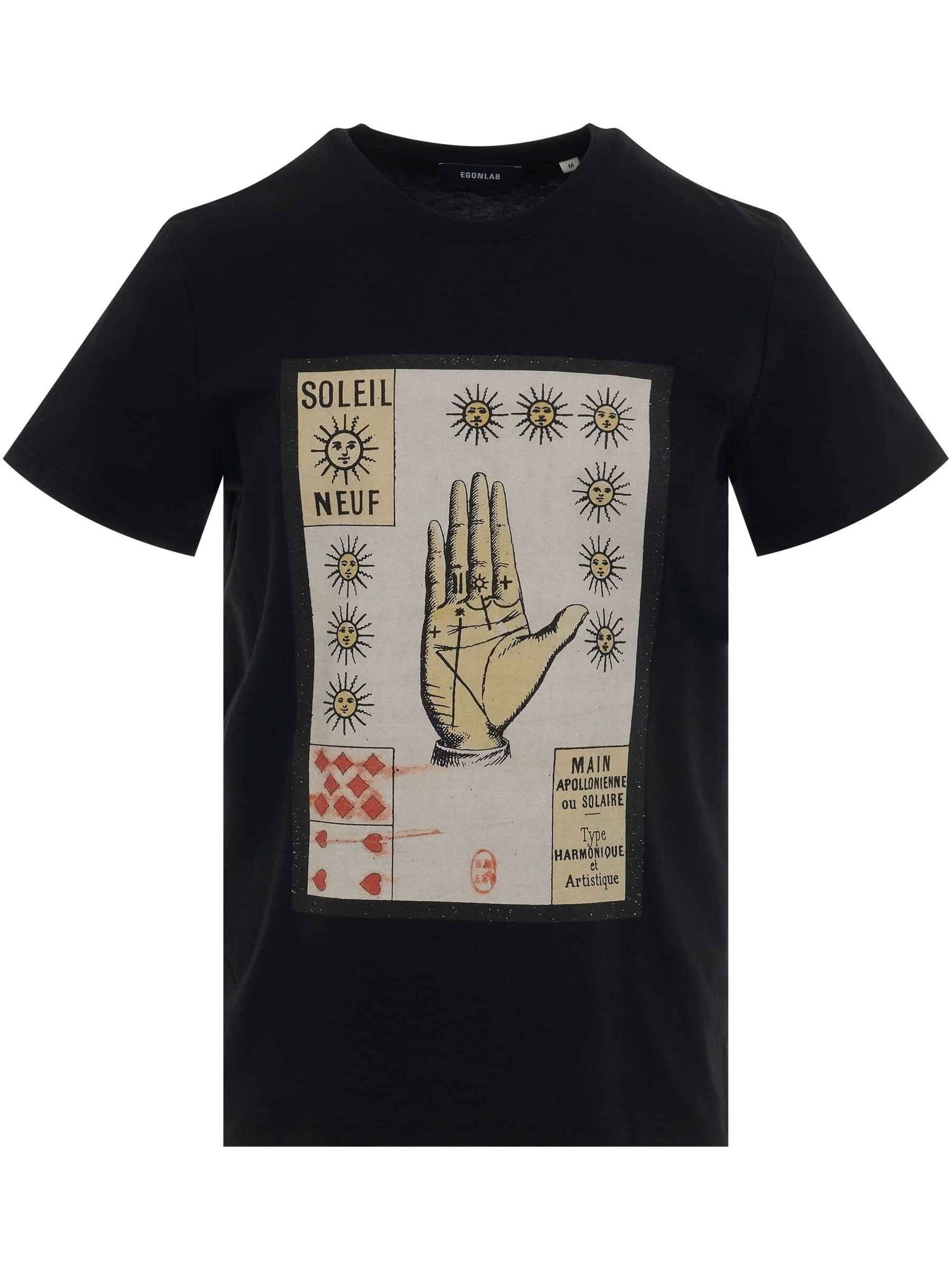 Image of a model wearing Tops. Productname: EGONLAB Sun Nine T-Shirt in BLACK colour by brand - EGONLAB