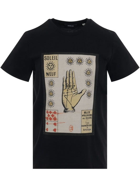 Image of a model wearing Tops. Productname: EGONLAB Sun Nine T-Shirt in BLACK colour by brand - EGONLAB