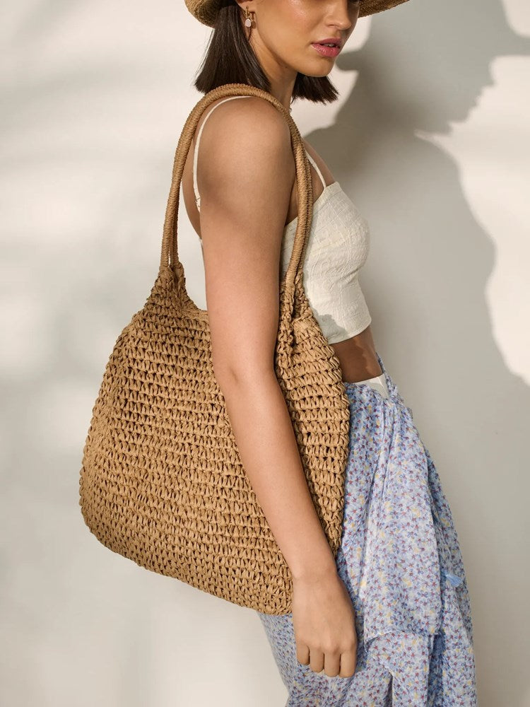 Image of Bags. Product name - Solana Summer Tote Bag Tan in Tan colour by brand - Betty Basics