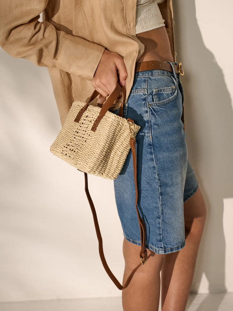 Betty Basics Piccolo Petit Straw Bag (Beige)