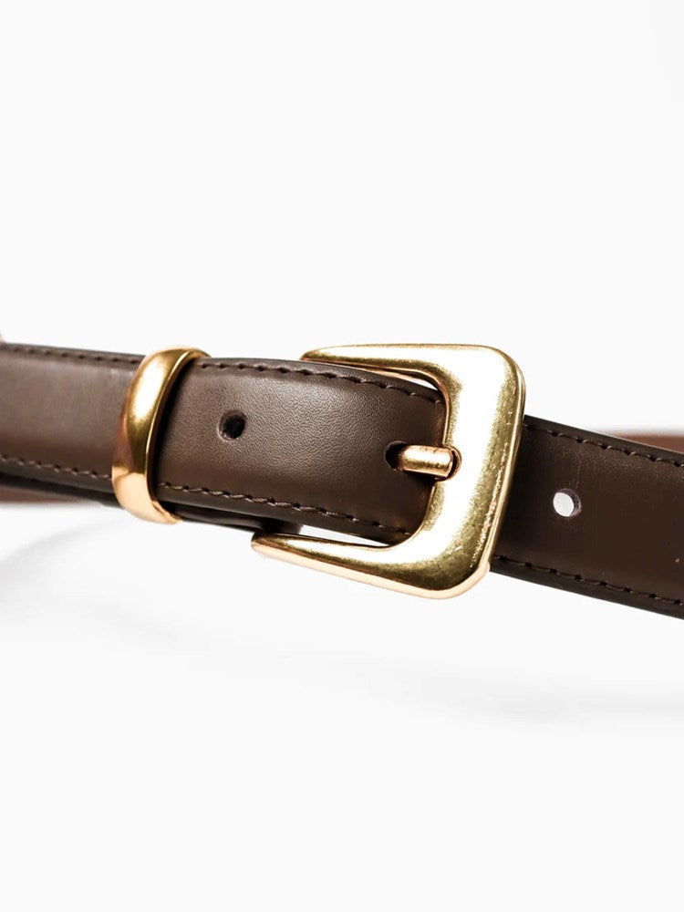 Betty Basics Greta Thin Genuine Leather Belt (Taupe)