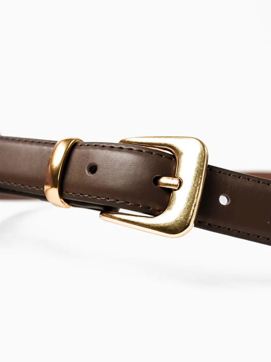 Betty Basics Greta Thin Genuine Leather Belt (Taupe)
