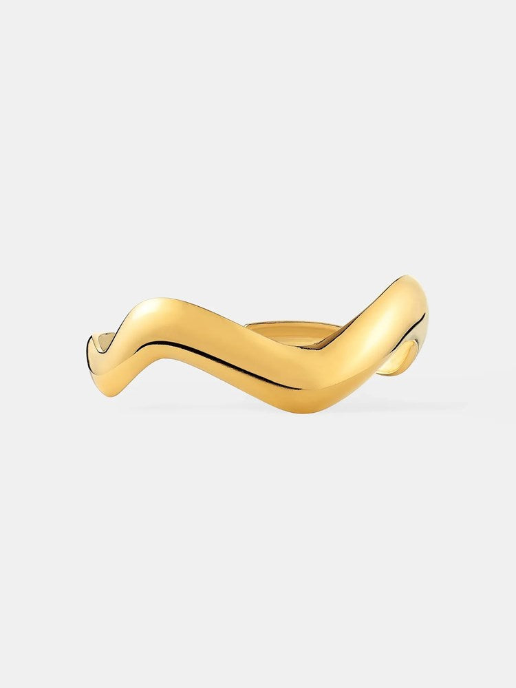 Image of Jewelry. Product name - Wavy Slim Adjustable Bangle Gold in Gold colour by brand - Betty Basics