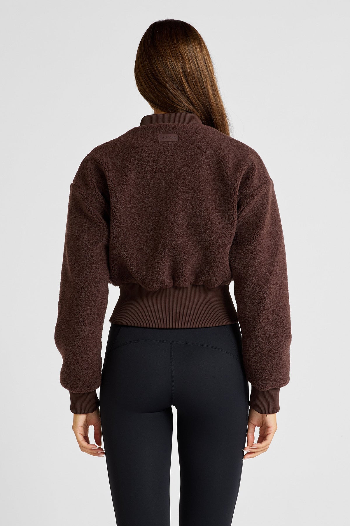 Sherpa Fleece Cropped Jacket (Espresso)