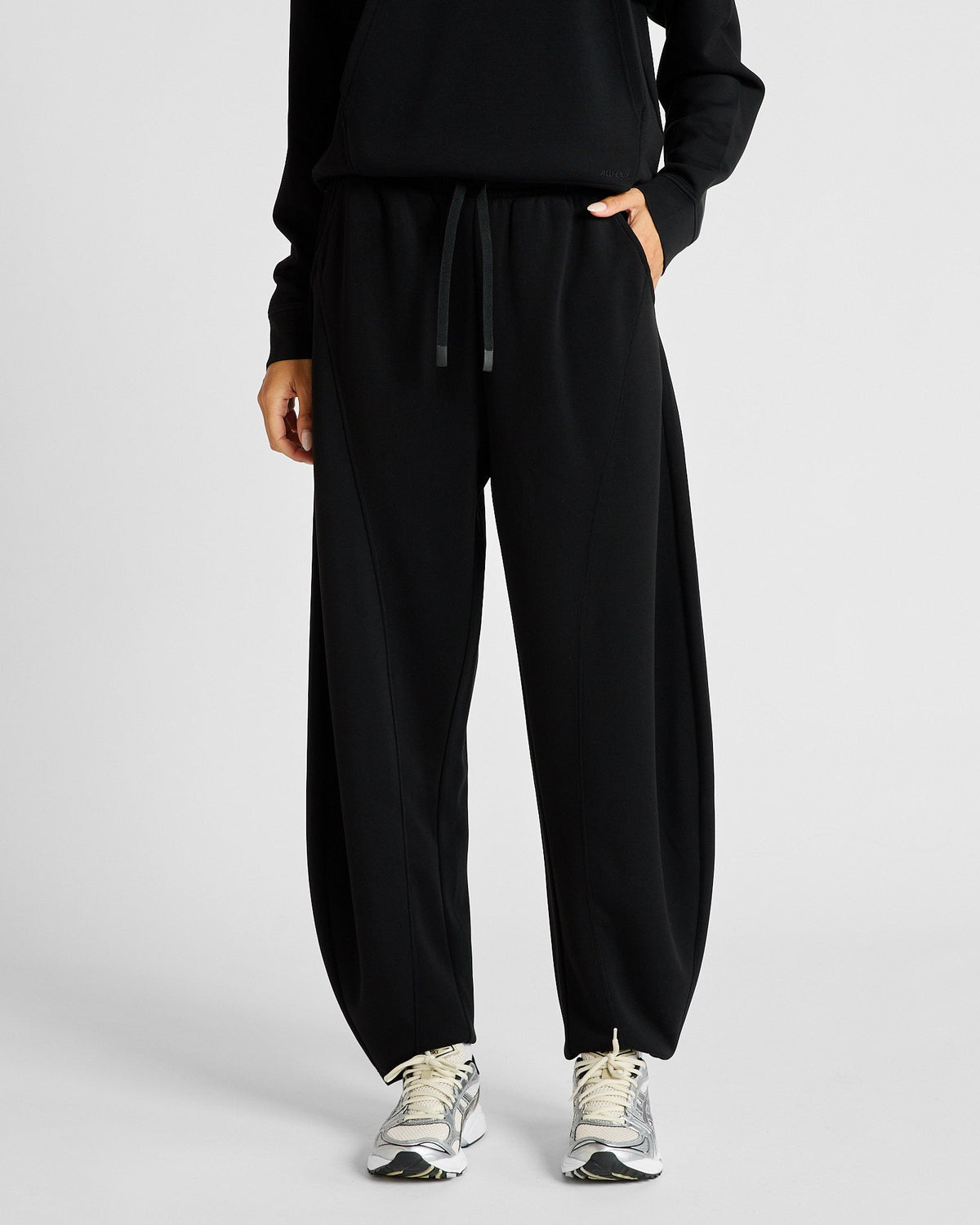 Soft Luxury Barrel Leg Track Pant (Black)